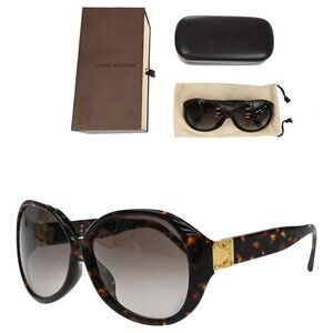 LOUIS VUITTON Sun Glasses Eye Wear Metal Plastic Gold Brown Italy Z0255E 30EG035